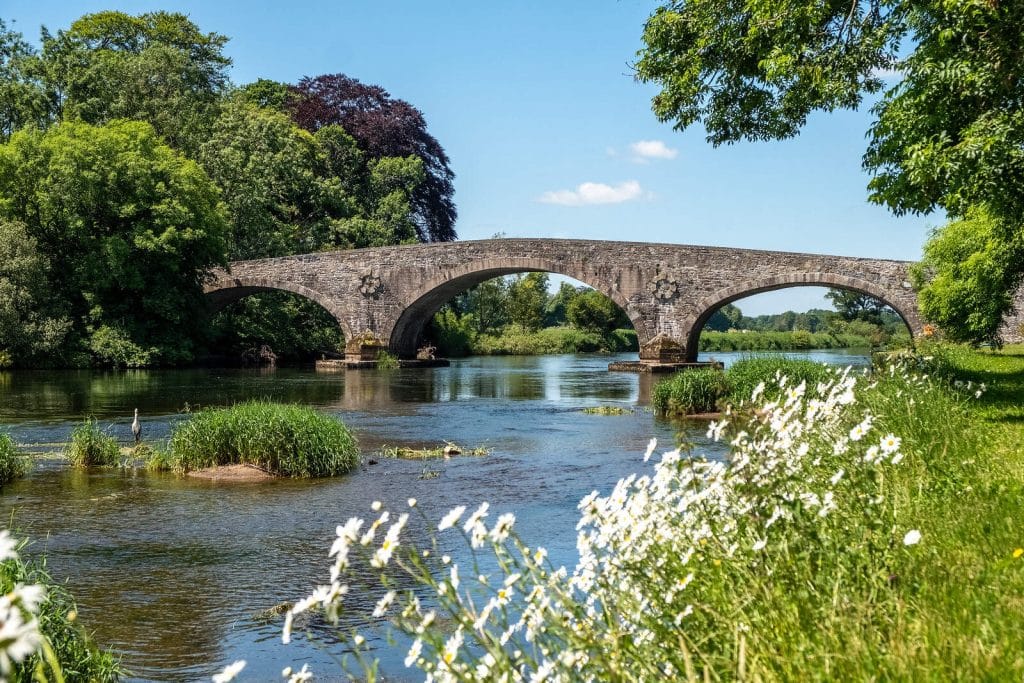 The three arch medieval bridge at Kilsheelan on the River Suir Blueway